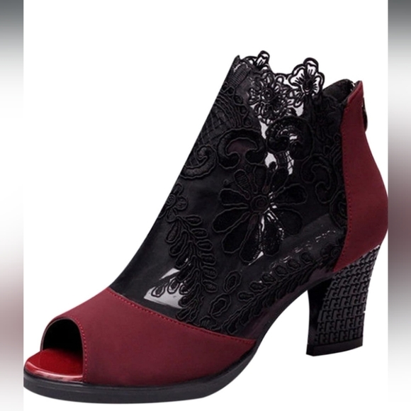 yageyan Shoes - Floral Mesh Ankle Boots
